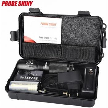 Koly 5000 lúmenes Zoomable X800 XML T6 LED Policía Táctica Linterna + 18650 Batería + Cargador + Caso