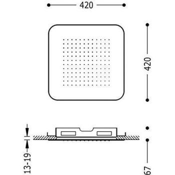 Rociador de Ducha Empotrado a Techo Anticalcáreo 420x420 mm Color Blanco Mate - TRES 29951607BM
