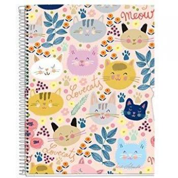 Jordi labanda cuaderno A4 cuadrícula 120 hojas Meow