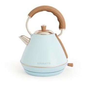 CREATE Kettle Retro M - Hervidor de agua eléctrico 1L, 1200W, color azul, ebullición rápida, apagado automático, filtrado anti-cal, autoapagado, indicador de nivel de agua, diámetro