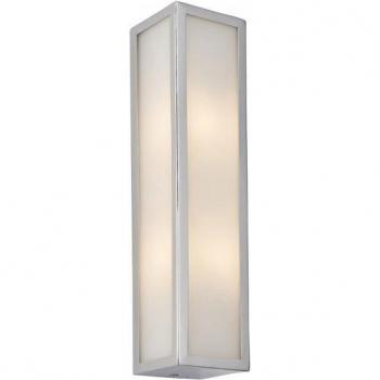 Aplique de pared contemporáneo Newham Steel, cromo, vidrio esmerilado, 2 bombillas, dimensiones 7.5cm