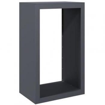 Leñero de acero gris antracita 60x40x100 cm, soporte para leña, almacenamiento de troncos, estante para leñas, soportes para leña