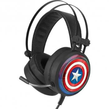 Auriculares Gaming Marvel Captain America con Micrófono, Sonido 7.1, Iluminación RGB, Conexión USB y Jack 3.5mm - Licencia Oficial
