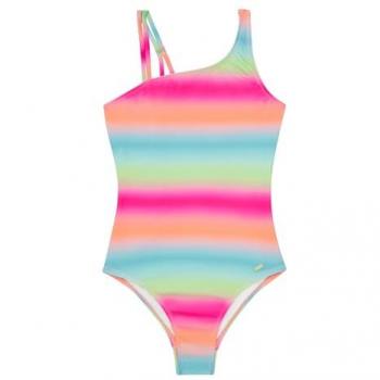 Bañador Protest Rica para niña, color azul visión, talla 164, diseño a rayas y multicolor