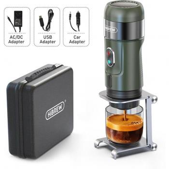 Cafetera espresso portátil inalámbrica 3 en 1 HiBREW H4B, presión de 15 bares, batería recargable de 2200 mAh con adaptador