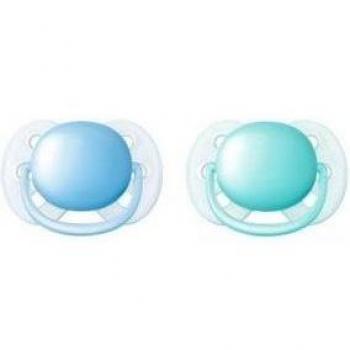 Philips Avent Ultra Soft Pacifiers Plain Blue 6-18 Months, 2 Pack