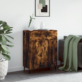 Aparador de madera de ingeniería 69,5x34x90 cm con puertas y cajón, mueble de almacenaje moderno para salón en color roble ahumado