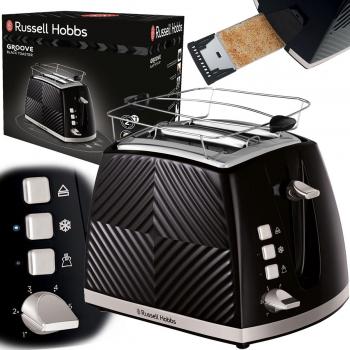 Tostadora Russell Hobbs Groove Black con detalles en acero inoxidable y sistema de extraelevación