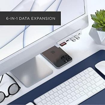 Satechi 6-in-1 USB-C Clamp Hub for 24 iMac - Silver, Docking Station with USB-A and Card Reader