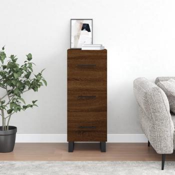 Aparador de madera contrachapada y madera de ingeniería marrón roble 34,5x34x90 cm con puertas, cajón de madera, mueble de almacenaje para salón moderno, armario auxiliar y armario de