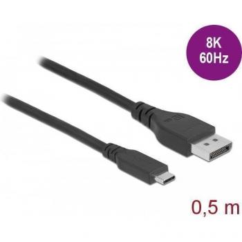 Cable USB-C a DisplayPort Bidireccional 8K 60Hz 0,5 m Negro