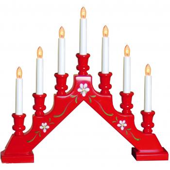 Star 7 Sara – Candelabro de madera con figura, color rojo