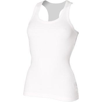 Camiseta sin mangas de canalé Skinni Fit SK150 para mujer, longitud más larga, diseño ajustado