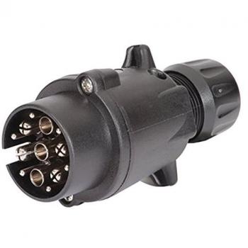 Conector de remolque HELLA 8JA 005 951-061 - 12V - 7 polos - Contacto roscado - Longitud: 95mm - Color: negro
