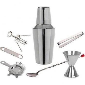 7 Piece Set - Stainless Steel Cocktail Martini Shaker Bar Set by Bar Master
