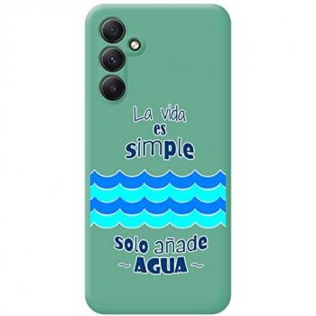 Funda de Silicona Líquida Verde con Diseño de Agua para Samsung Galaxy A14 4G/5G