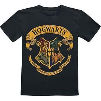 HARRY POTTER Hogwarts Crest Unisex Camiseta Negro 140, 100% algodón,