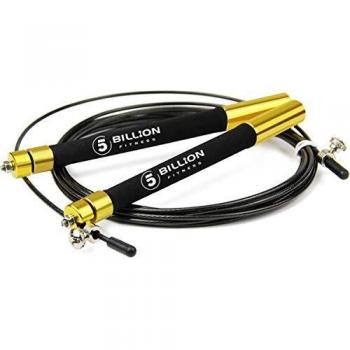 5BILLION Cuerda para Saltar de Velocidad-Aluminio-Ajustable con Rodamiento de Bolas-Entrenamiento para el Entrenamiento Doble, Entrenamiento Cruzado, Ejercicio, WOD, MMA y Entrenamiento del Box
