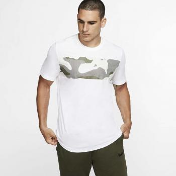 Nike M Nk Dry tee Camo Block T-Shirt, Hombre, White/Black, M