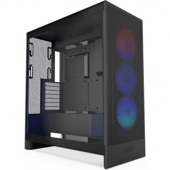 NZXT H7 Flow RGB (2024) Torre ATX Semitorre con Vidrio Templado, Flujo de Aire Optimizado, Ventiladores RGB, Admite Ventiladores Inferiores para Gráfica, Unidad de Vent