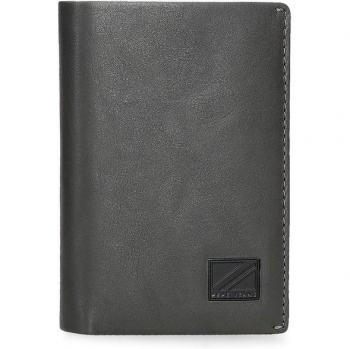 Billetera vertical Pepe Jeans Jefe Gray de piel genuina con monedero y diseño elegante