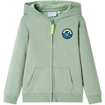 Sudadera infantil con capucha y cremallera caqui claro 116