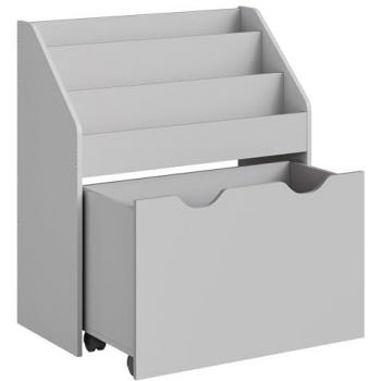 Estantería de Juguetes con 3 Compartimentos, Librería Infantil, Caja de Juguetes Móvil, con Ruedas, Multifuncional, para Habitación de los Niños y Sala de Juegos, Gris Paloma G