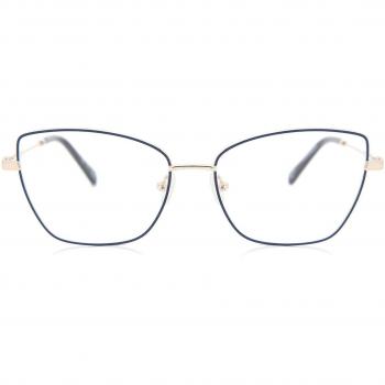 SmartBuy Collection Cat Eye Full Rim Metal Women’s Prescription Glasses - Blue - Size 55 - Free Lenses - Blue Light Block Available
