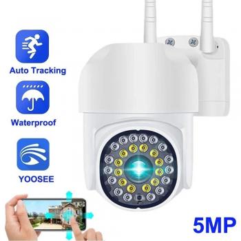 Cámara IP HD 3MP/5MP WiFi PTZ con Visión Nocturna a Color, Seguimiento Automático y Audio Bidireccional para Seguridad Exterior