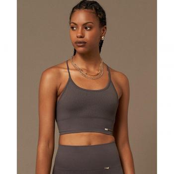 Believe Athletics - Top de mujer Vinyasa sin costuras y tejido reciclado, color gris, talla XS-S