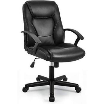 Silla de Oficina，Silla Escritoria Ergonómica Silla con Altura Ajustable Estable Apoyabrazos abatibles, Rudas 360°