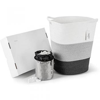 Set de lavandería Foxydry con cesto grande de cuerda tejida, bolsa de lavandería y 32 pinzas antiviento