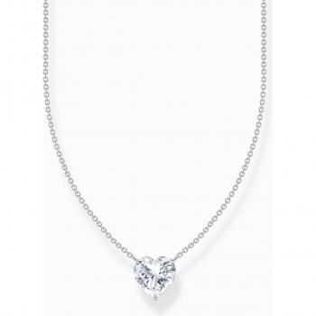 Thomas Sabo Essentials Sterling Silver White Heart-Shaped Zirconia Necklace KE2211-051-14-L45V Female