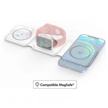Cargador Inalámbrico 3 en 1 MagSafe y Qi Plegable 15W para Dispositivos Apple