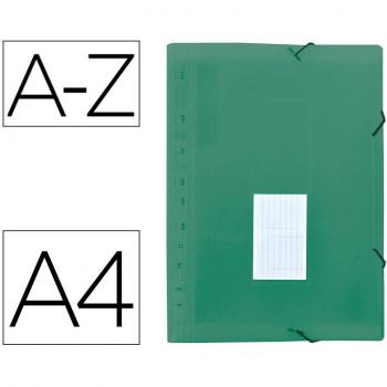 Carpeta clasificadora fuelle Liderpapel DIN A4 polipropileno 13 departamentos color verde