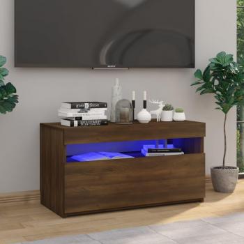 Mueble de TV Día y Noche con luces LED roble marrón 75x35x40 cm