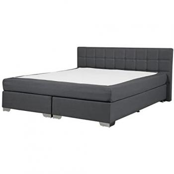 Cama Diván Super King Size Tapizada en Tela Gris Oscuro 180 x 200 cm con Cabecero Acolchado y Colchón Admiral