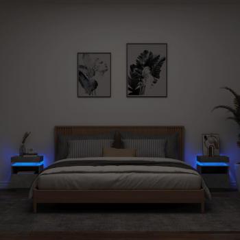 vidaXL Bedside Cabinets with LED Lights 2 pcs Concrete Grey 40x39x48.5 cm