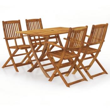 Set de almuerzo de jardín 5 piezas plegable Acacia sólida