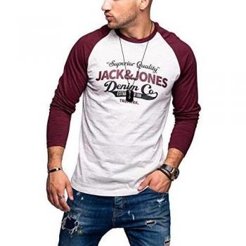 Jack & Jones JJERAGLAN Logo tee L/S Noos Camisa, Port Royale, L para Hombre