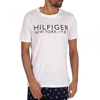 Tommy Hilfiger Cn SS tee Logo Top de Pijama, Blanco, Large