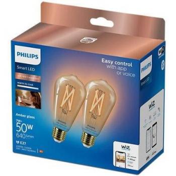 Pack de 2 bombillas LED E27 50W con luz blanca fría y cálida, no regulables, con WiFi y altavoz Bluetooth
