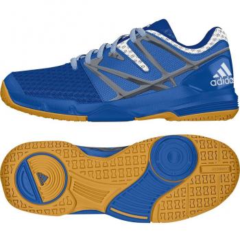 adidas Adipower Stabil J - Zapatillas para niño, color azul / gris / blanco, talla 38 2/3