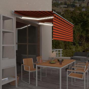 Toldo Retráctil Manual con LED 3x2,5m Naranja y Marrón
