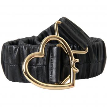 Dolce & Gabbana Black Leather Heart Buckle Belt - 85 cm / 34 Inches