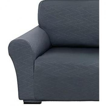 Amazon Brand - Umi Fundas para Sofa 1 Pieza Funda Sofa Ajustable Elasticas con Patrón de Onda Funda Protectora Suave Gris