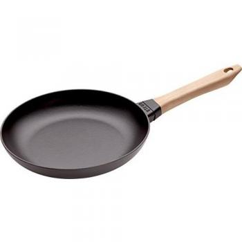 Staub - Sartén de Hierro Fundido con Mango de Madera, Color Negro, Apta para Inducción