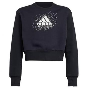 Sudadera Adidas Jg Glm Crew para niñas, color negro, diseño clásico, material suave y cómodo, ajuste regular, logotipo de Adidas en el pecho