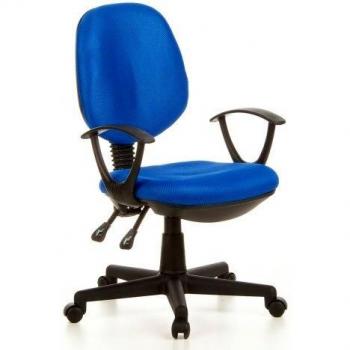 hjh OFFICE 666110 Silla Home Office City 20 Tela Azul, Silla giratoria, Acolchado Grueso, Altura de Asiento y Respaldo Ajustable, con reposabrazos
