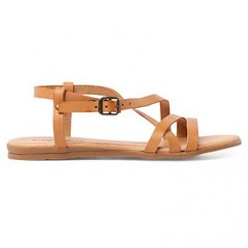 Sandalias Abiertas de Niña con Tiras Cruzadas y Cierre Hebilla en Color Beige - Talla 38